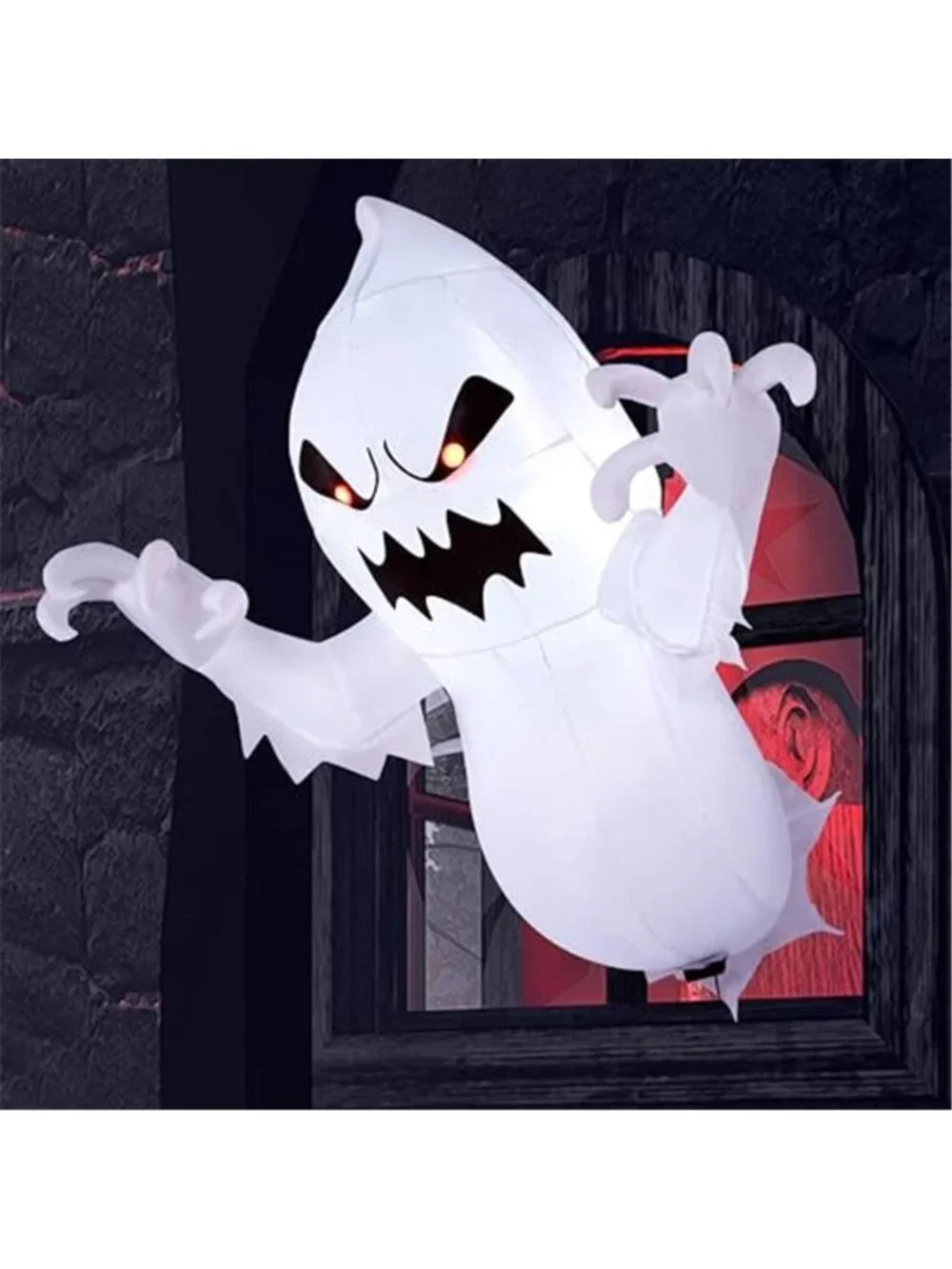4.5 FT Halloween Inflatable Ghost with Build-in LEDs, Blow Up Flying